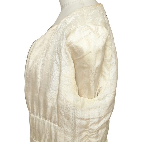 CHANEL Striped Tweed Jacket Blazer Ivory Cropped 3/4 Sleeve Chain Sz XS VINTAGE - Picture 8 of 9